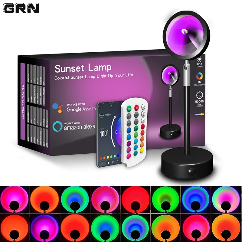 Home Decor Free App - Slimme Led Zonsonderganglamp Kleurrijke Veranderende Bluetooth-App