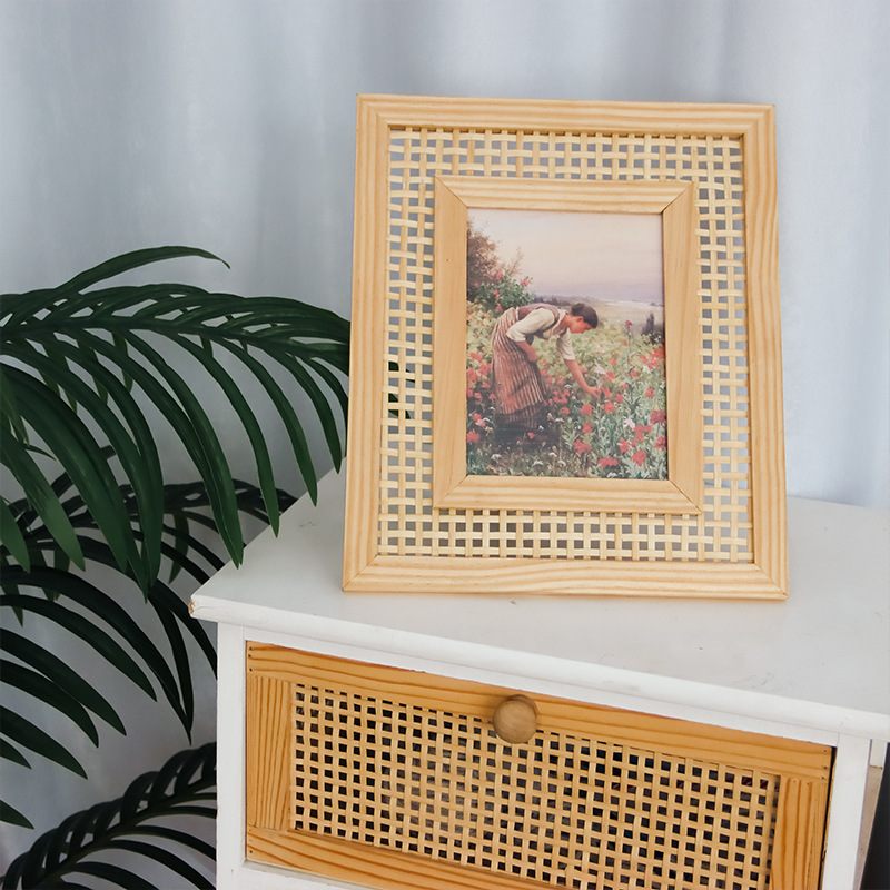 Bamboo Photo Frame - Nordic Massief Hout Rotan Geweven Fotolijst
