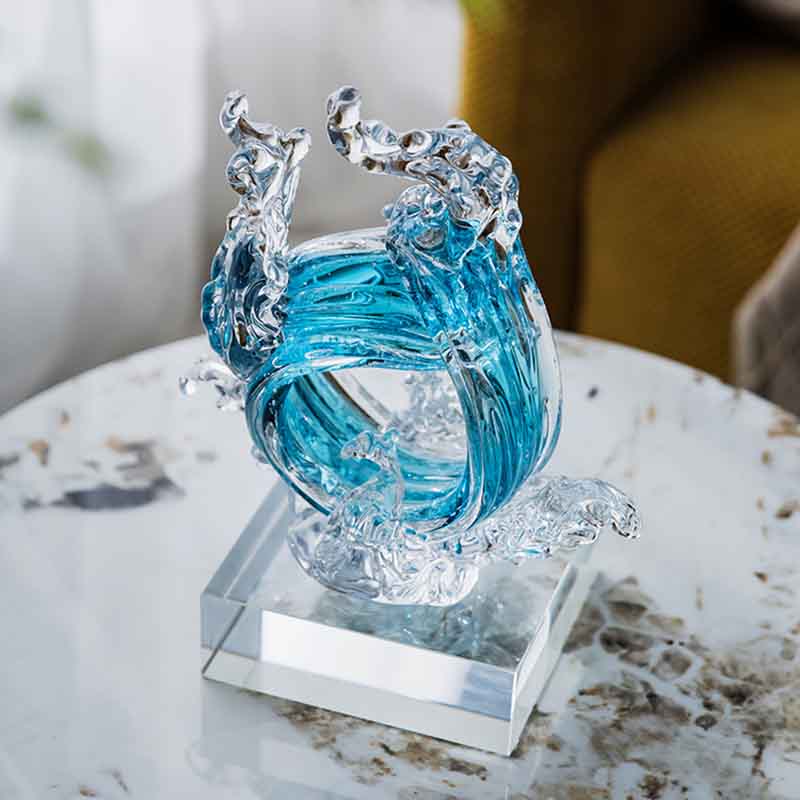 Home Decor Y2K - Luxe Glazen Ambachten Abstract Sculptuur, Wind