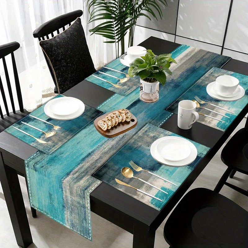 Linen Table Runner - VIKAMA Morandi Abstract Ink Tafelloper Placemats